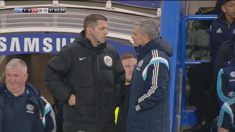 Jose Mourinho spent a lot of the evening chatting to Phil Dowd.