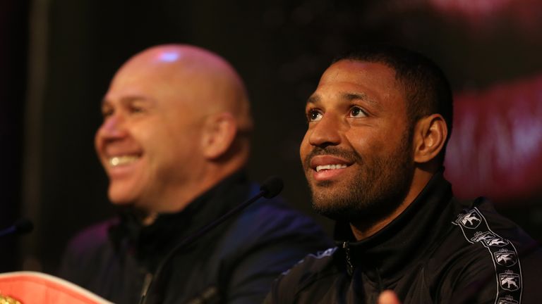 Kell Brook (right) with trainer Dominic Ingle during a press conference at Montgomery Theatre, Sheffield