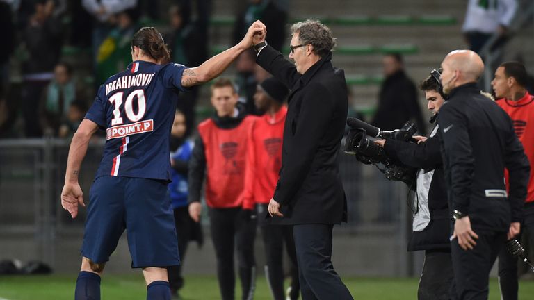 Laurent Blanc says well done to Zlatan Ibrahimovic