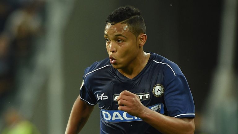 Luis Muriel of Udinese Calcio in action during the Serie A match between Juventus FC and Udinese Calcio