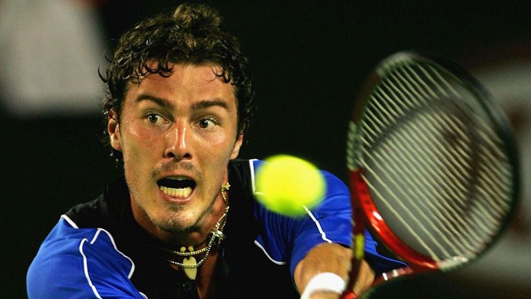 Marat Safin in action against Roger Federer in the Australian Open semi-final in 2005