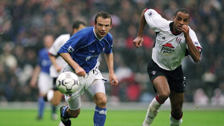 21 Oct 2001:  Marcus Stewart of Ipswich in action during the FA Barclaycard Premiership match between Fulham and Ipswich Town played at Craven Cottage in L