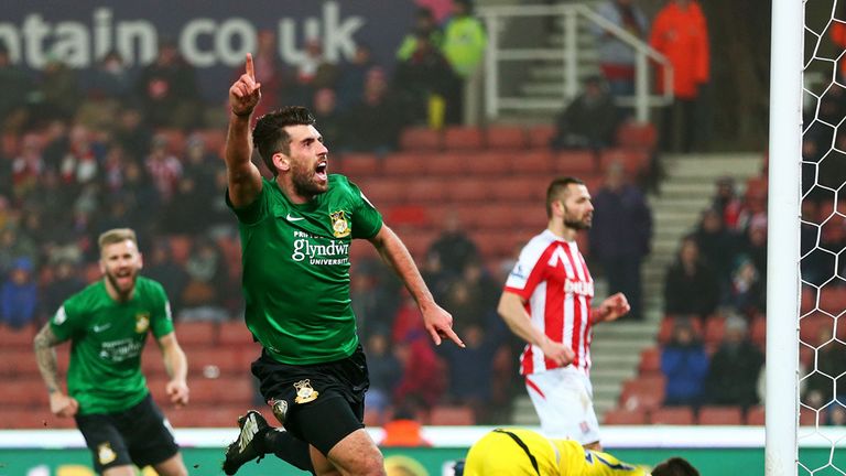 Mark Carrington gave non-league Wrexham the lead at Stoke