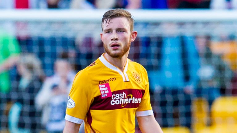 Derby's Mark O'Brien in Scottish Premiership action for Motherwell