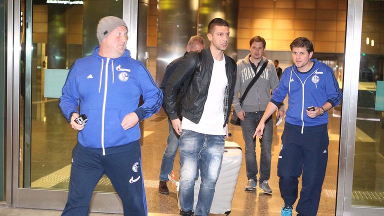 Matija Nastasic arriving in Doha after leaving Manchester City for Schalke 04.