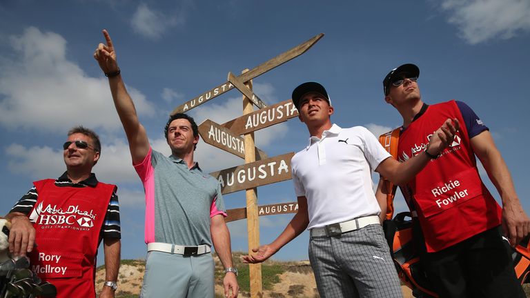 Pointing the way: All roads lead to Augusta for Rory McIlroy and Rickie Fowler (Photo by Andrew Redington/HSBC)