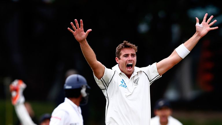 Tim Southee of New Zealand appeals without success  during day four of the Second Test match between New Zealand and Sri Lanka