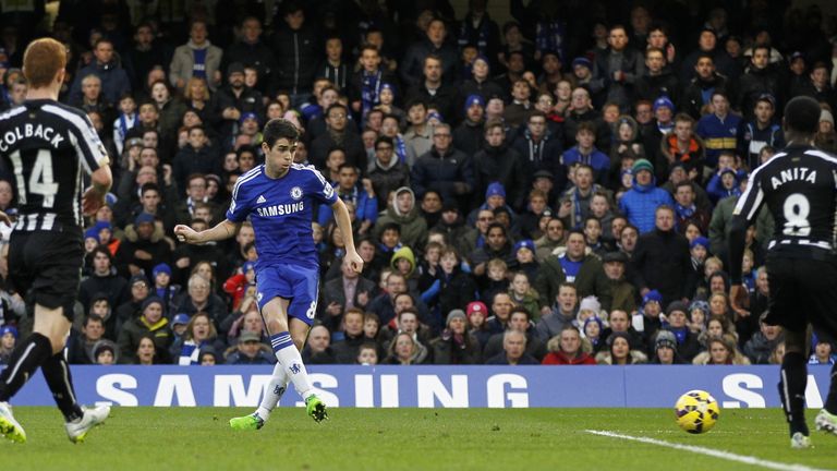 Chelsea's Oscar scores the opening goal against Newcastle against the run of play