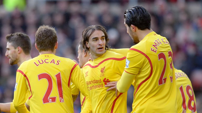 Lazar Markovic Liverpool congratulated after goal v Sunderland