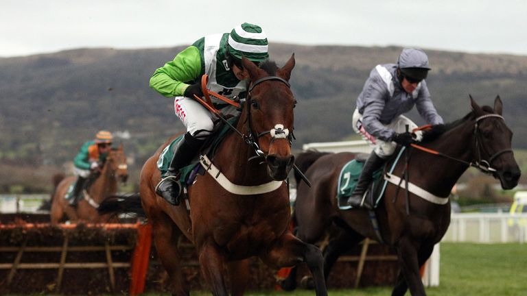 Rock on Ruby ridden by Noel Fehily on their way to victory in the Dornan Engineering hurdle race at Cheltenham Racecourse, Cheltenham.