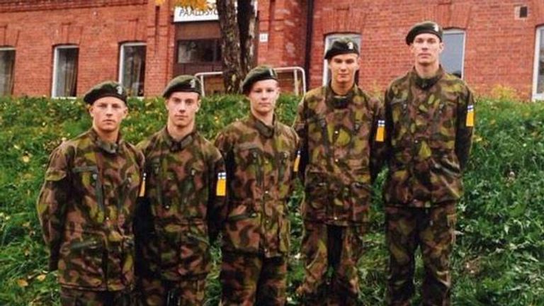 Kimi Raikkonen on national service in his native Finland. 