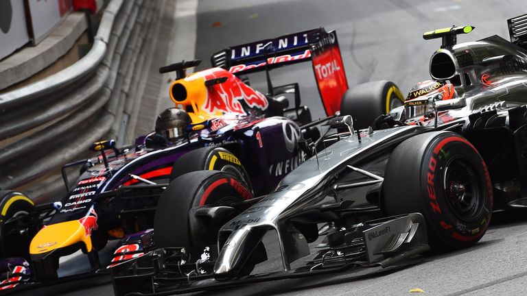 Sebastian Vettel battles with Kevin Magnussen at Monaco
