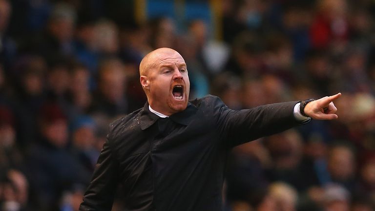 Sean Dyche the manager of Burnley reacts during the Barclays Premier League match between Burnley and Crystal Palace at Turf Moor