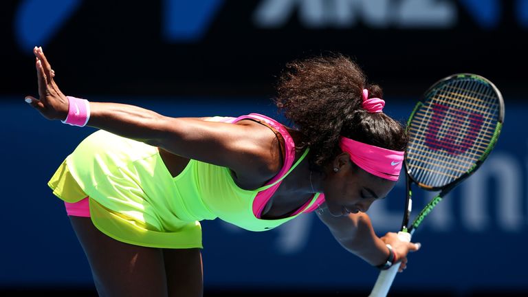 Serena Williams of the United States celebrates winning in her quarterfinal match against Dominika Cibulkova of Slovaki