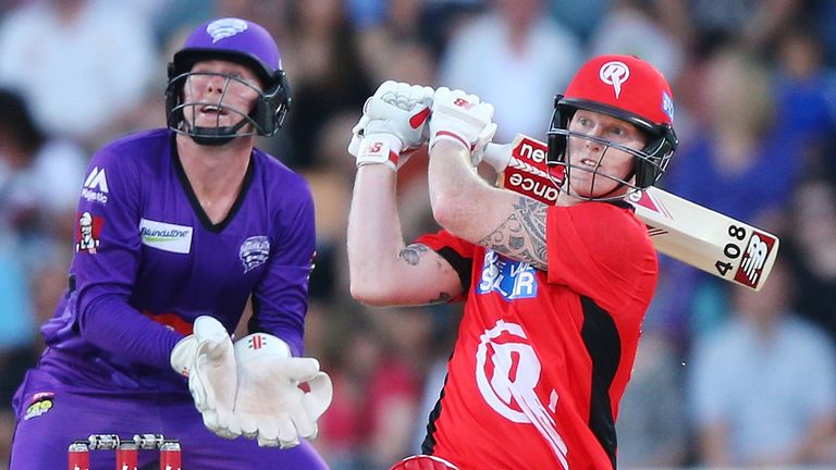 Ben Stokes hits out during Melbourne Renegades match against Hobart Hurricanes.