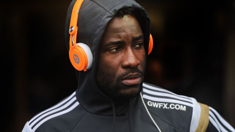 Swansea City's Wilfried Bony prior to the Barclays Premier League match at Loftus Road, London.