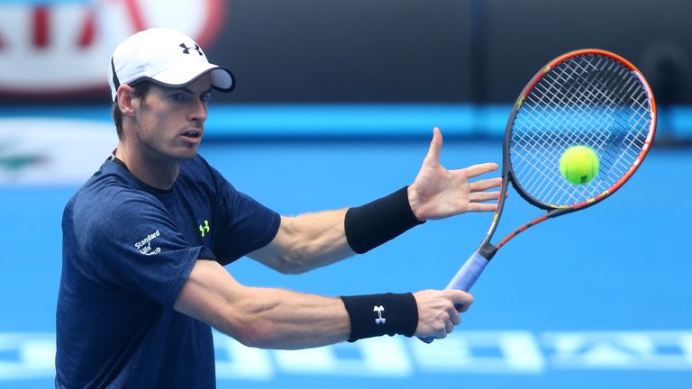 Andy Murray in a practice session during day 10 of the 2015 Australian Open