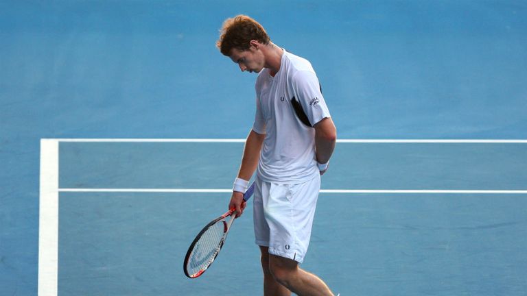 Andy Murray reacts after a point in his fourth round match against Fernando Verdasco during the 2009 Australian Open
