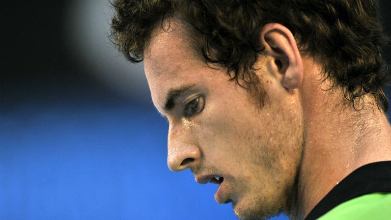 Andy Murray in his men's singles final match against Novak Djokovic at the 2011 Australian Open