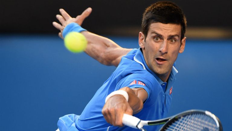 Novak Djokovic plays a shot during his men's singles match against Fernando Verdasco at the 2015 Australian Open