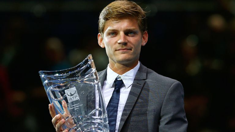 David Goffin is presented with the ATP Comeback player of the year award at the ATP World Tour Finals