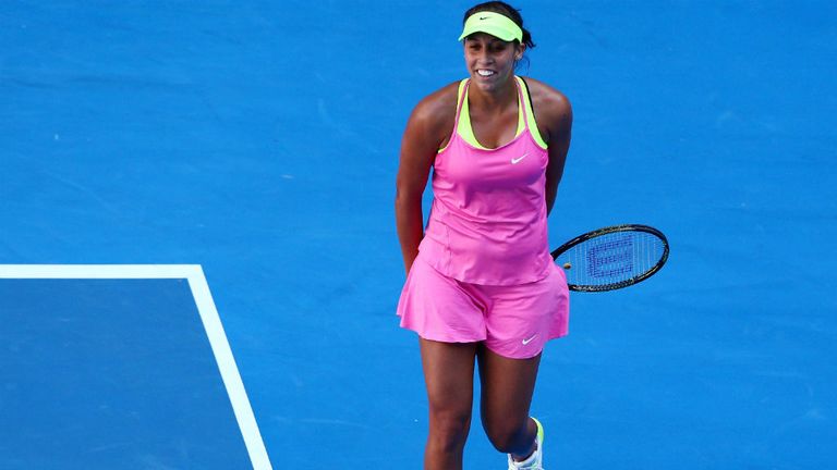 Madison Keys celebrates winning her match against Madison Brengle during day eight of the 2015 Australian Open