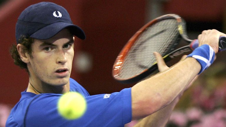 Andy Murray against Novak Djokovic in the third round of the ATP Madrid Masters 2006