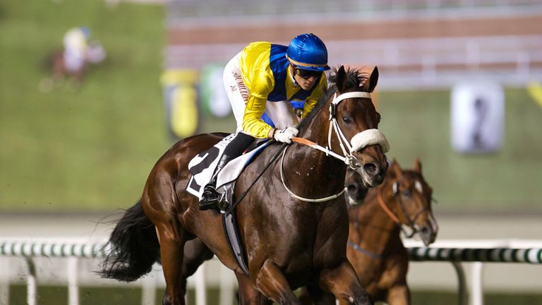 Vercingetorix leaves True Story trailing at Meydan on his way to victory in the Al Rashidiya. (pic: Andrew Watkins/Dubai Racing Club)