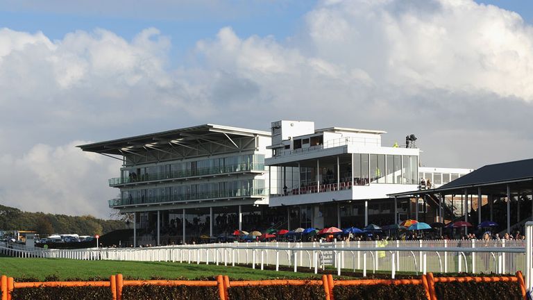 A general view of the grandstand at Wetherby Racecourse 