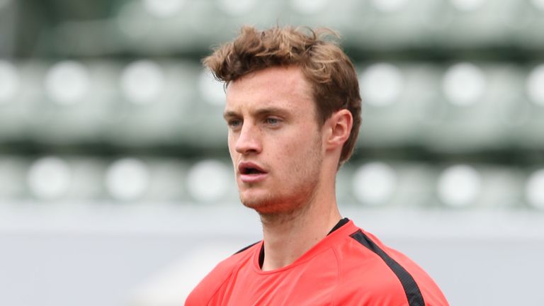 Will Keane of Manchester United in action during a training session