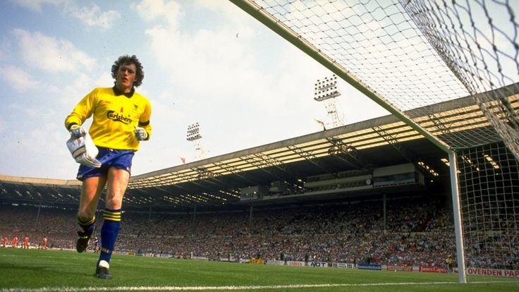 16 May 1988:  Wimbledon goalkeeper and Captain Dave Beasant in action during the FA Cup final match against Liverpool played at Wembley Stadium in London, 