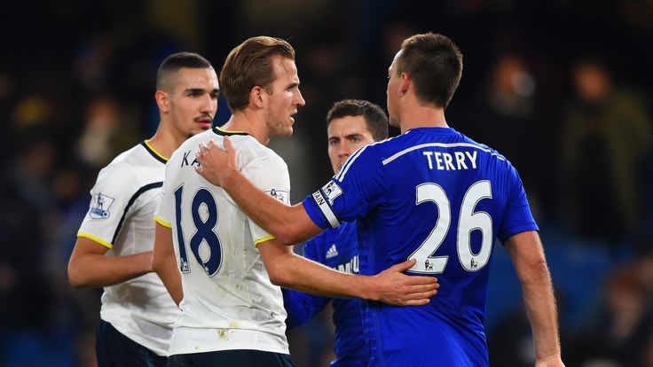 Harry Kane is consoled by John Terry after the Premier League match between Chelsea and Tottenham at Stamford Bridge in December 2014