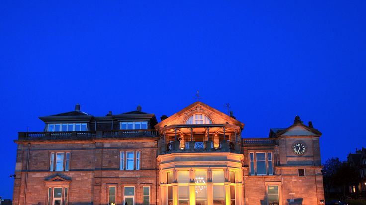 ST ANDREWS, SCOTLAND - OCTOBER 07:  The R&A clubhouse at night after the first round of The Alfred Dunhill Links Championship at The Old Course on October 