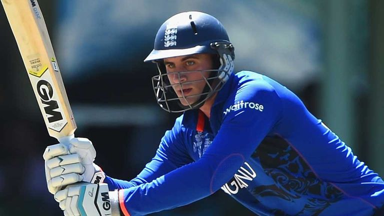 Alex Hales of England plays a shot during the ICC Cricket World Cup warm up match between England and Pakistan