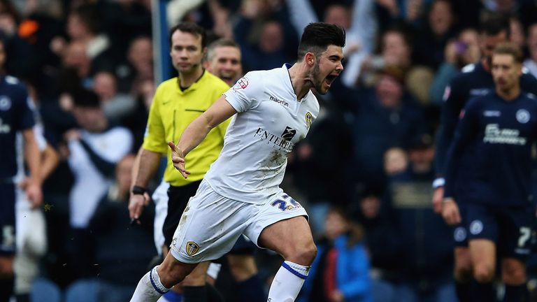 Alex Mowatt of Leeds United celebrates his goal during the Sky Bet Championship match between Leeds United and Millwall