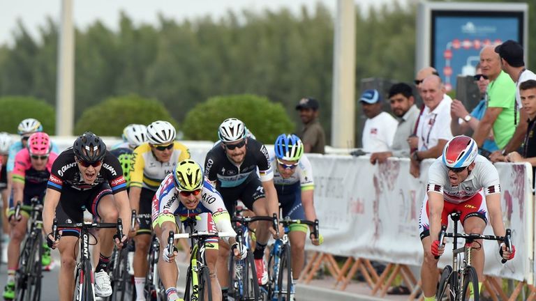 Alexander Kristoff wins stage five of the 2015 Tour of Qatar ahead of Peter Sagan and Nikias Arndt