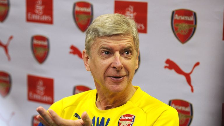 Arsenal manager Arsene Wenger attends a press conference at London Colney