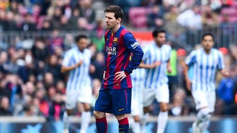 Lionel Messi of Barcelona against Malaga.