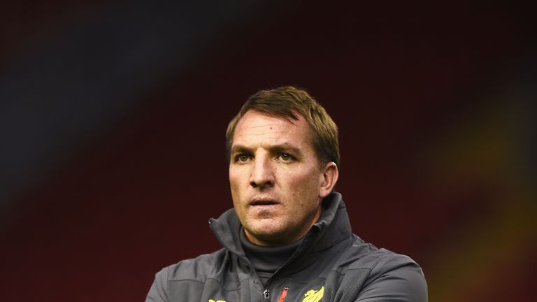 Brendan Rodgers, manager of Liverpool looks on during a training session