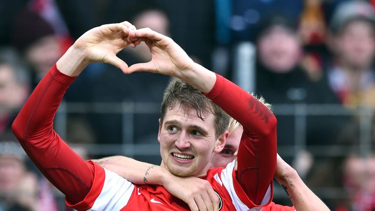 Immanuel Hoehn celebrates during  SC Freiburg and 1899 Hoffenheim 