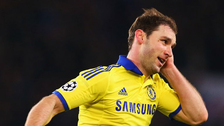 Branislav Ivanovic celebrates his opening goal against PSG