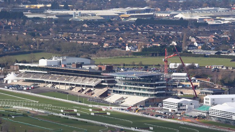 General view from Cleeve Hill ahead of the Cheltenham Festival at Cheltenham Racecourse
