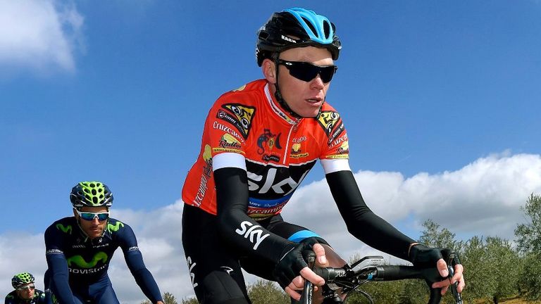 Chris Froome in the Leaders Jersey during Stage 5 of the 2015 Tour of Andalucia Ruta Del Sol