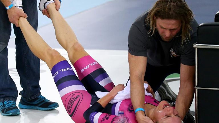 Dame Storey Storey collapsed in agony after her failed attempt at the hour record