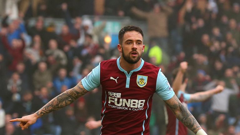 Danny Ings of Burnley celebrates scoring their second goal against West Brom