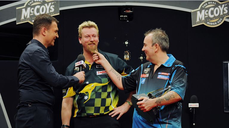 Sky Sports presenter Dave Clark Simon Whitlock Phil Taylor  2012 Premier League final