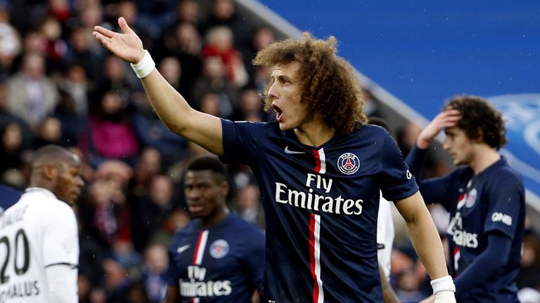 Paris Saint-Germain defender David Luiz reacts after conceding a goal