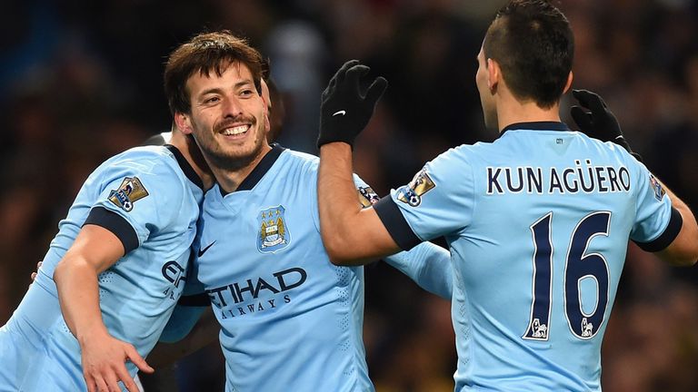 David Silva celebrates after scoring Manchester City's fourth goal against Newcastle