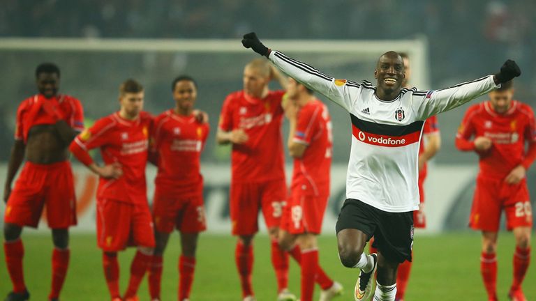 Demba Ba celebrates Besiktas' penalty victory