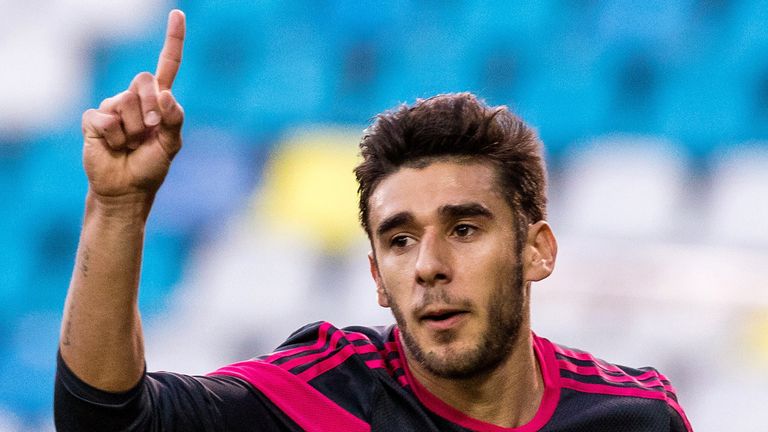 Benfica's Argentinian forward Eduardo Salvio celebrates after scoring a goal during CS Maritimo vs SL Benfica in Funchal on January 18, 2015.